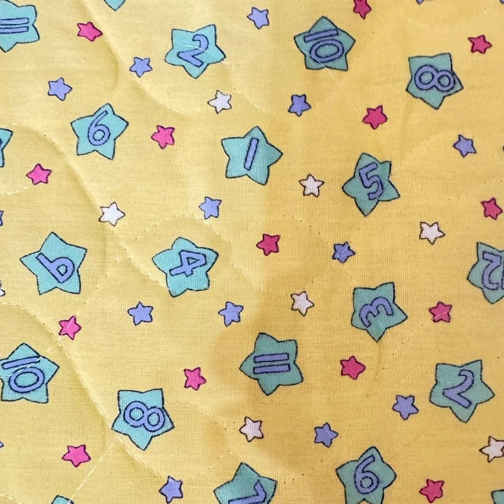 Sue Dreamer VTG Baby Quilt Bedtime Teddy Bear Clock Yellow Prairie Point‎ 36x45
